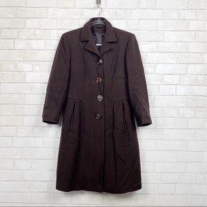 Cinzia Rocca Due Cashmere Blend Brown Button Coat